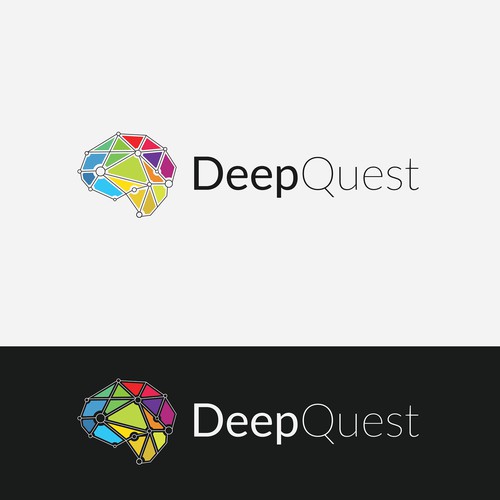 logo and business card for a machine learning startup - DeepQuest