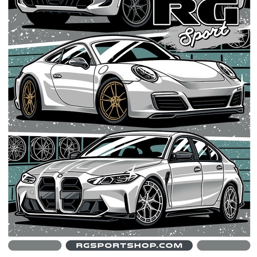 BMW and Porsche Illustration