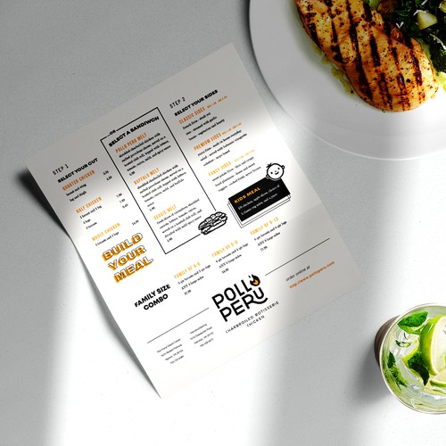 Simple and Modern Menu Design for Pollo Peru