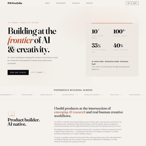 Tech product portfolio website