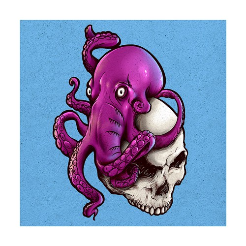 Skull and Octopus Illustration