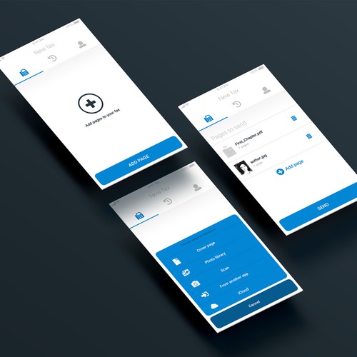 UI concept for a fax-sending app