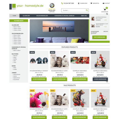 Website design concept for picture shop