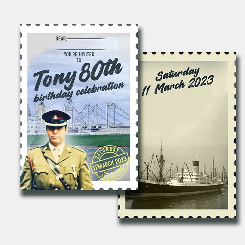 Invitation Card Design for Tony 80th Birthday Celebration