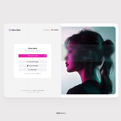 Sign up page - Other Mind Web app