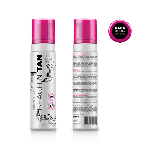 Design a clean and catchy label design for a tanning foam