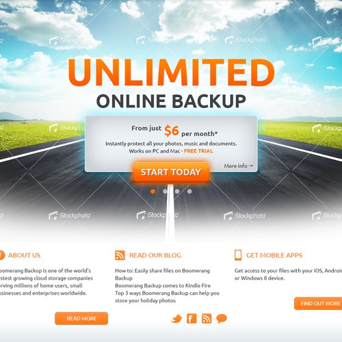 Create the next website design for boomerangbackup.com