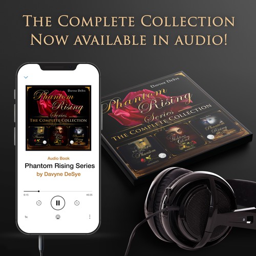 Audio book cover + ad