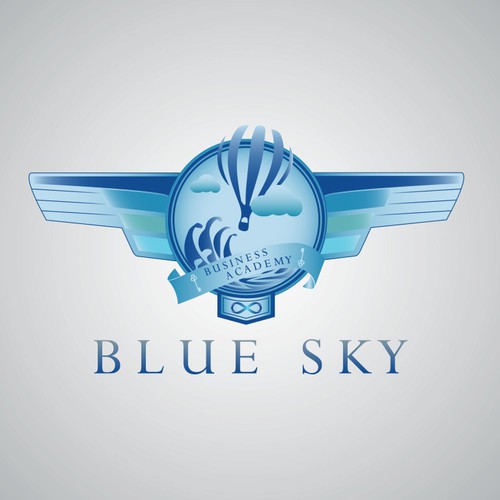 Create a high-vibe, inspiring logo for Blue Sky Business Academy