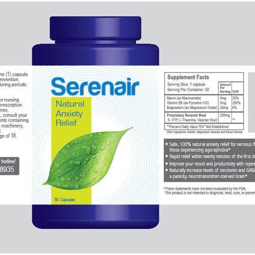 Serenair Anxiety relief capsule label