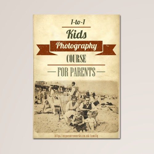 Vintage-inspired flyer for 1-to-1 kids photography workshops for parents