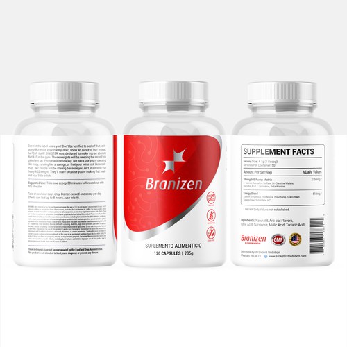 Supplement Bottle label design