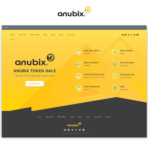 Landing page design for cryptocurrency token sale