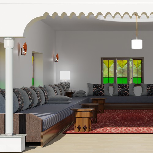 The 3d moroccan living room