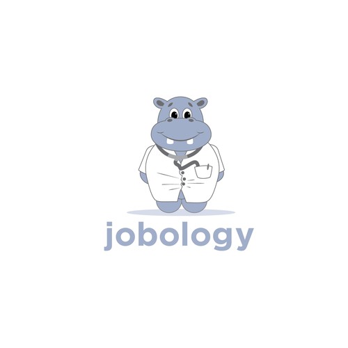 Cartoon Hippo logo for modern career resource website for doctors and healthcare professionals