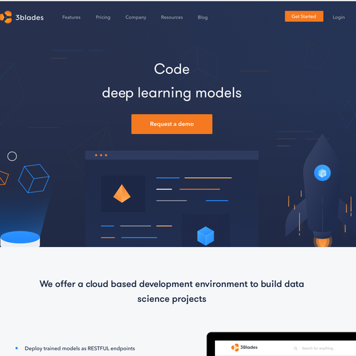 Landing page design for 3blades