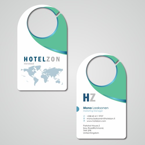 Create a professional business cards for Hotelzon with a cool twist