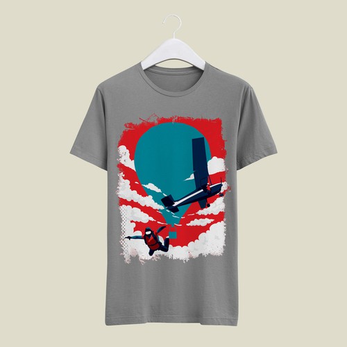 Sky diving t-shirt illustration