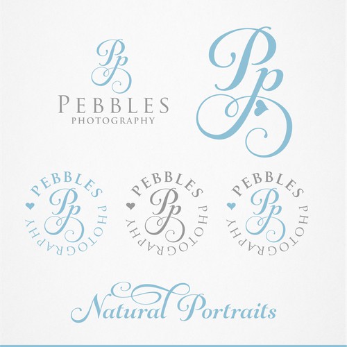 Create a beautiful, elegant logo for Pebbles Photography, a baby and family portrait business