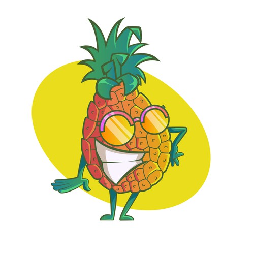 Cool and Happy Pineapple cartoon