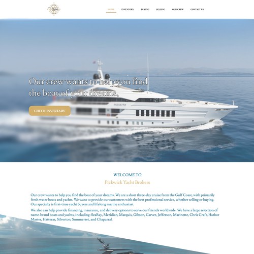 Modern yacht charter web design 