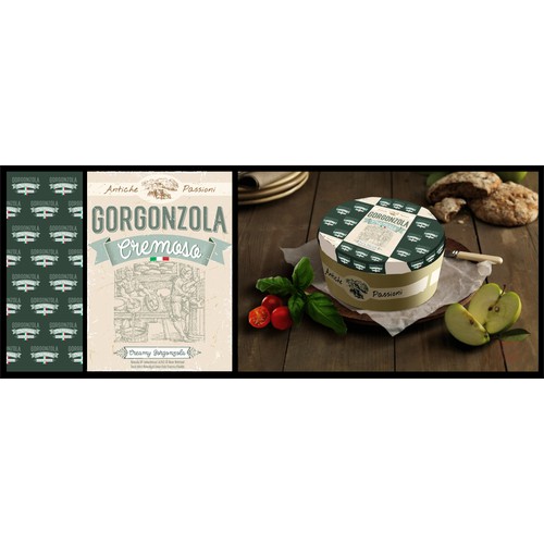 Design a product label set for an Italian Cheese