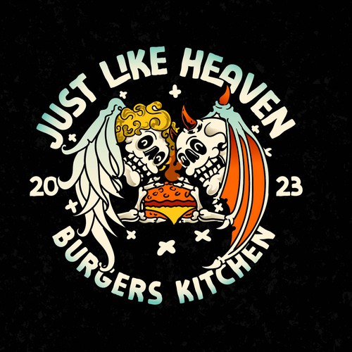 angel and devil playful burger logo