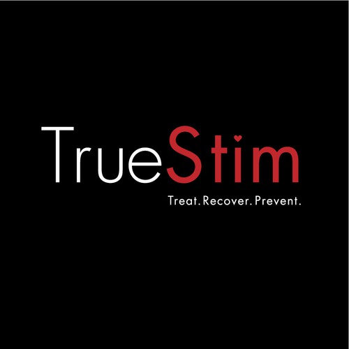 Logo concept for TrueStim: a medical device used for pain relief through electrical stimulation of muscle tissue