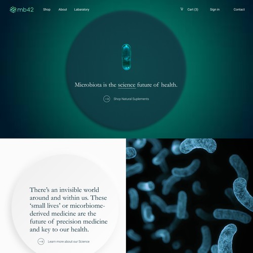 One page simple website for a Macrobiotic supplements brand 