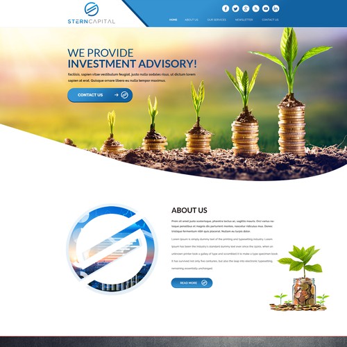 Homepage design for investment manager