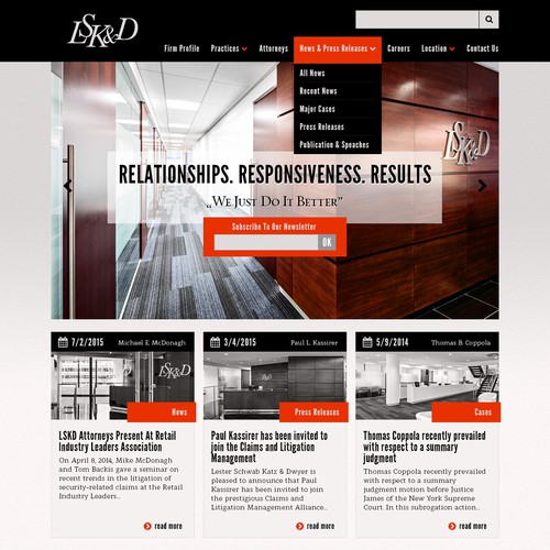 website landing page