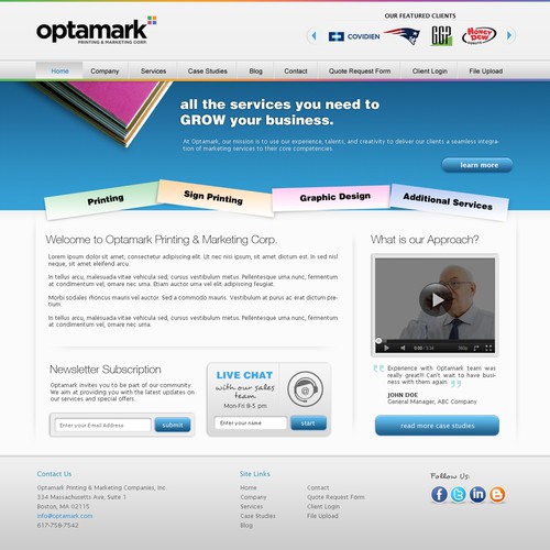 website design for Optamark Printing & Marketing