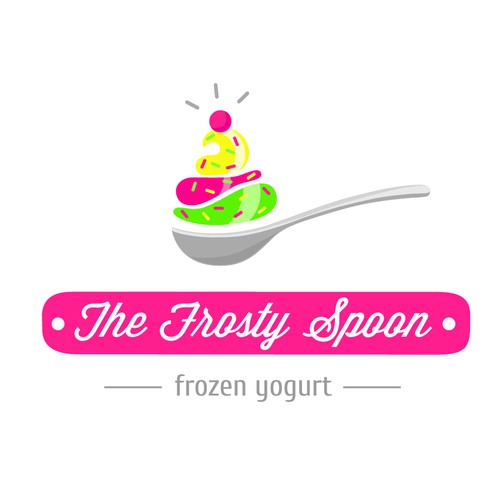 Create a fun Frozen Yogurt illustraction for The Frosty Spoon