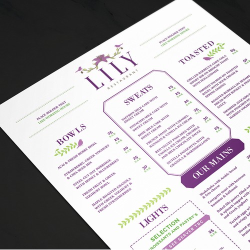 Lily Restaurant Menu