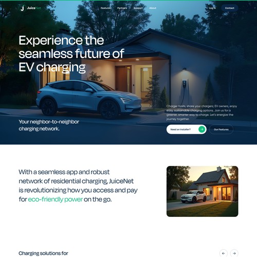Landing page concept for an EV charging company