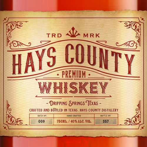 Hays County Whiskey Bottle/label design