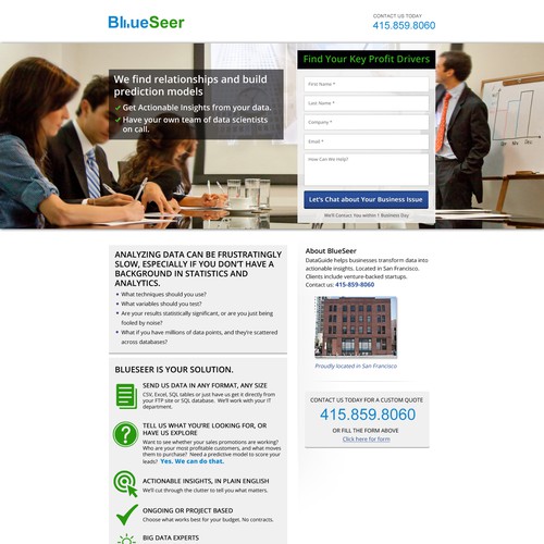 Landing Page for Data Analysis Company