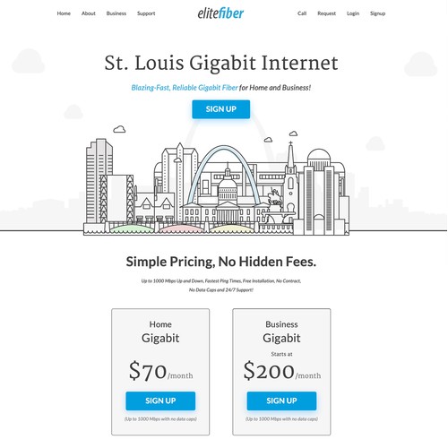 Internet provider homepage