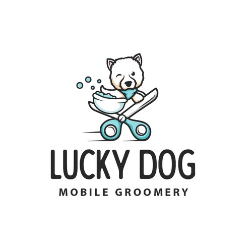 Logo design for a Mobile Groomery "Lucky Dog"