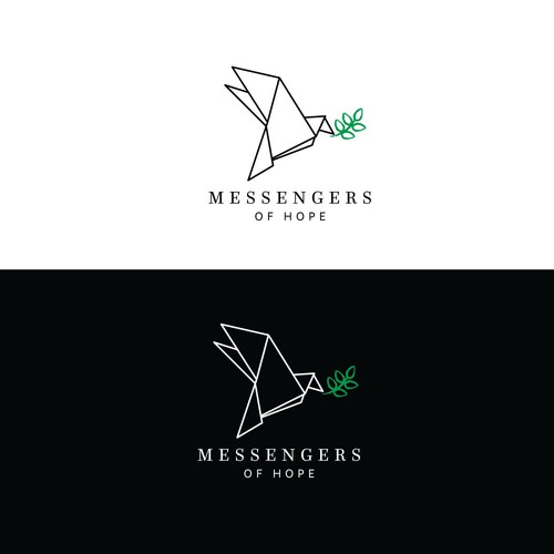 Elegant dove and olive branch logo