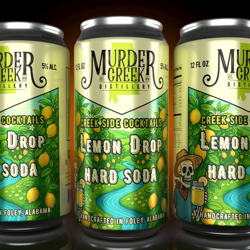 LEMON DROP HARD SODA CAN LABEL DESIGN