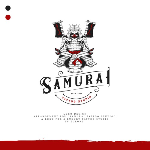 Design a logo for a luxury tattoo studio in Europe "SAMURAI Tattoo Studio"