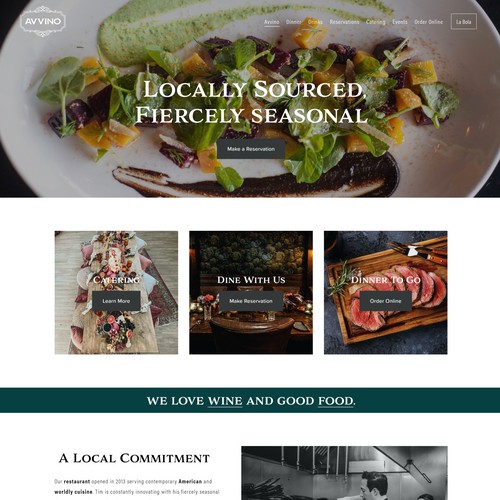 Avvino and La Bola - Restaurant Website Design