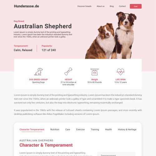 Hunderasse Web Interface