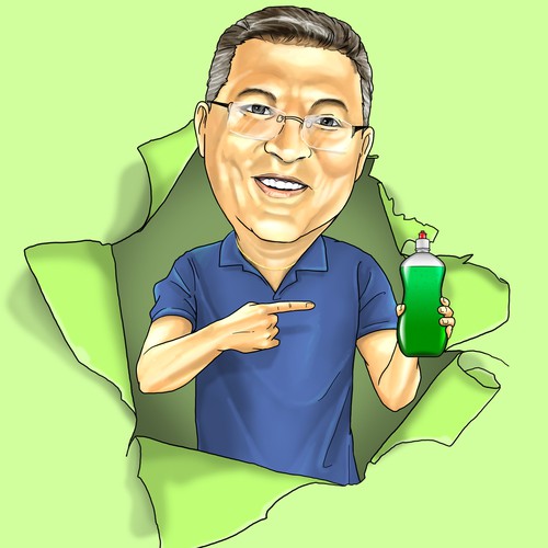 caricature character for chemical commercial 