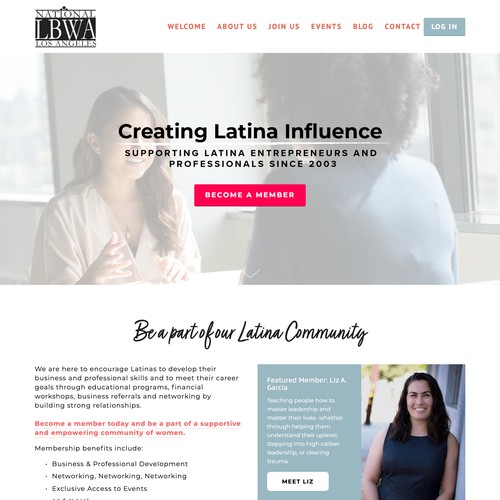 NLBWA-LA National Latina Business Women's Association Los Angeles Squarespace Website Design