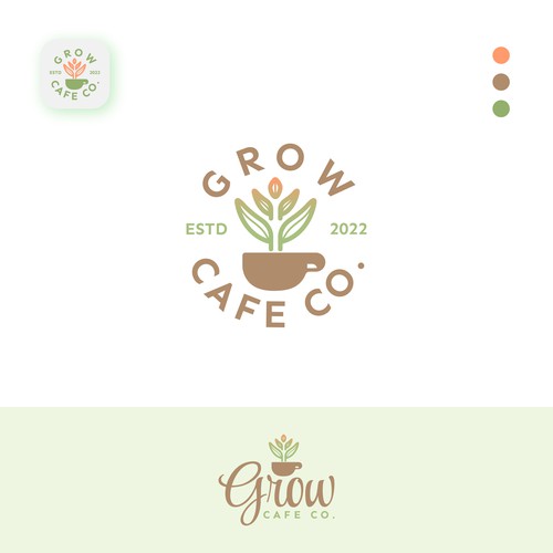 Grow cafe logo design
