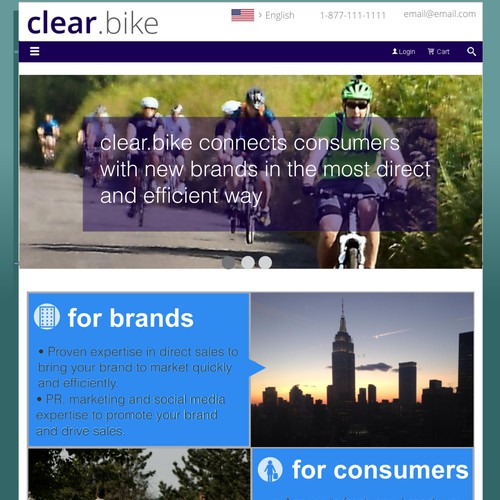 clear.bike landing page design.