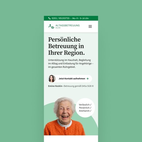 Webdesign for Alltagsbereuung Ruhr - Mobile Version