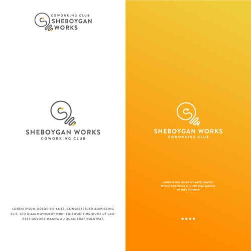 Minimalist logo for SHEBOYGAN WORKS Coworking Club